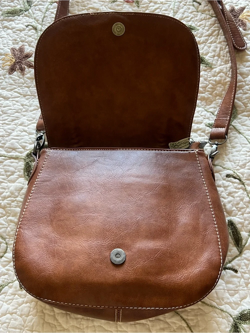 Trinity Ranch Brown Cowhide Lining Leather Studded Crossbody Bag Western - Picture 6 of 15